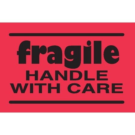 Decker Tape Products Label, DL3601, FRAGILE HANDLE WITH CARE, 2" X 3" DL3601